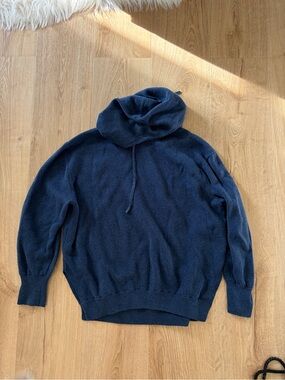 Navy Knit Hooded Pullover Sweater